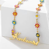 Personalized Name Necklace Stainless Steel Flower Wing Chain Necklaces For Women