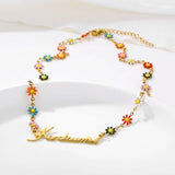 Personalized Name Necklace Stainless Steel Flower Wing Chain Necklaces For Women
