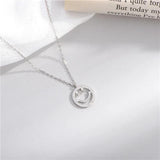925 Silver Crystal Smile Face Pendant Necklace with 925 Chain