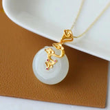 Hotan Chalcedony Xiangyun Pendant Necklace - Chinese Women's Jewelry
