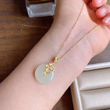 Hotan Chalcedony Xiangyun Pendant Necklace - Chinese Women's Jewelry