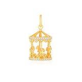 Romantic Silver Merry-Go-Round Pendant Necklace with Diamond & Pearl