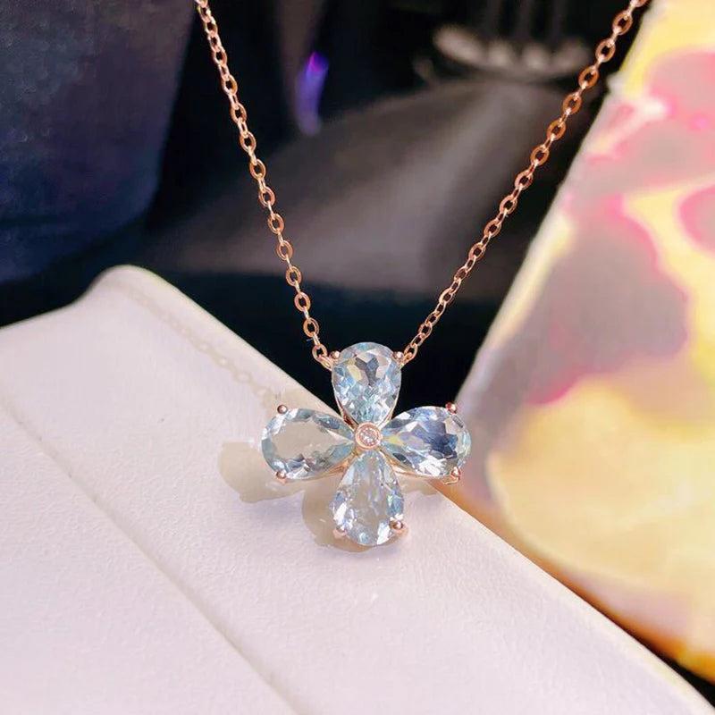 S925 Silver Rose Crystal Pendant Necklace for Women