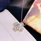 S925 Silver Rose Crystal Pendant Necklace for Women