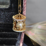 Romantic Merry-Go-Round Pendant Necklace with Diamond and Pearl