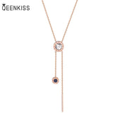 NC782 Zircon Tassel Pendant Necklace 18KT Rose