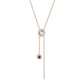 NC782 Zircon Tassel Pendant Necklace 18KT Rose