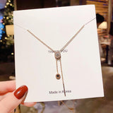 NC782 Zircon Tassel Pendant Necklace 18KT Rose