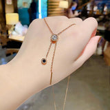 NC782 Zircon Tassel Pendant Necklace 18KT Rose