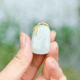 Hetian Jade Oval Bamboo Leaf Pendant Necklace Chinese Style Jewelry