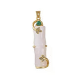 Ancient Craft Inlaid Hetian Jade Bamboo Pendant Necklace