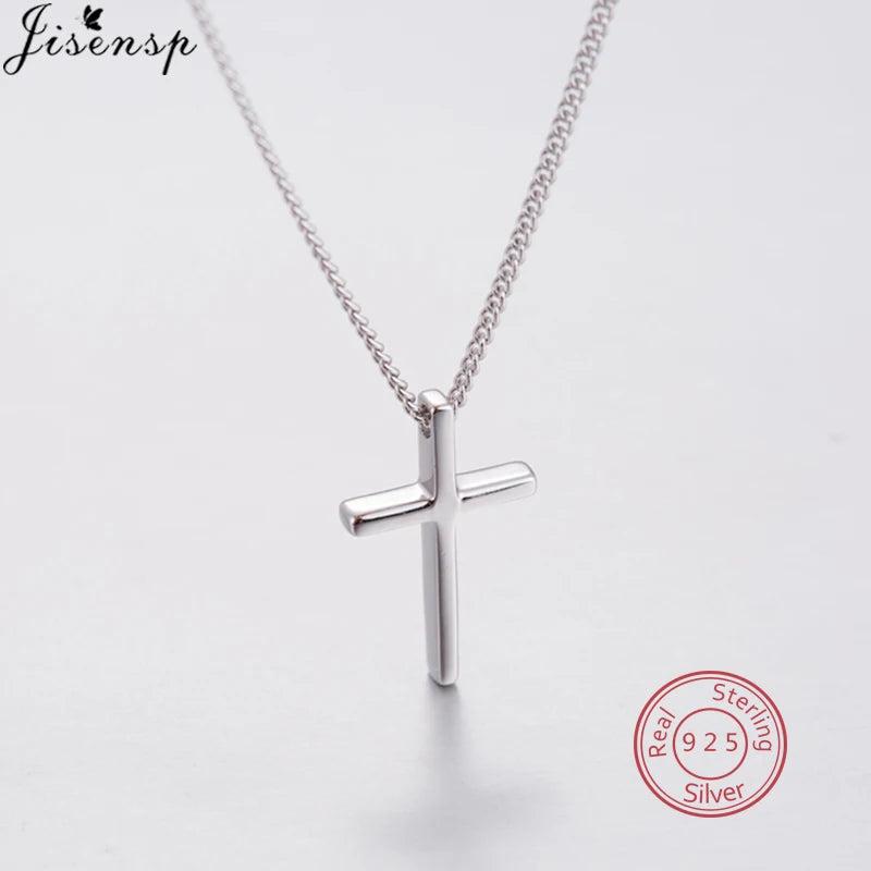 925 Sterling Silver Smooth Cross Necklace Pendant for Women Men