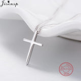 925 Sterling Silver Smooth Cross Necklace Pendant for Women Men