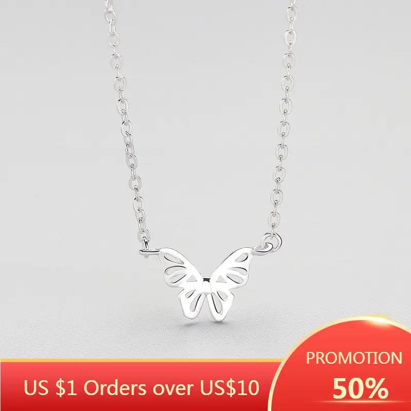 925 Silver Butterfly Choker Necklace Anniversary Party Jewelry