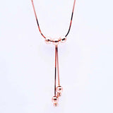 14K Rose Beads Chain Tassel Pendant Necklace