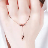 14K Rose Beads Chain Tassel Pendant Necklace