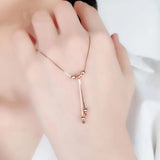 14K Rose Beads Chain Tassel Pendant Necklace