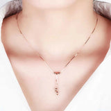 14K Rose Beads Chain Tassel Pendant Necklace