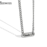 QUEENKISS NC672 Smiley 925 Silver Pendant Necklace