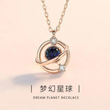 Titanium Steel Dream Planet Necklace with Diamond Pendant