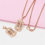 14K Rose Chinese Abacus Necklace Retro Pendant Jewelry