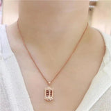 14K Rose Chinese Abacus Necklace Retro Pendant Jewelry