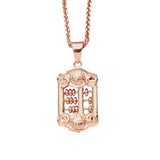 14K Rose Chinese Abacus Necklace Retro Pendant Jewelry