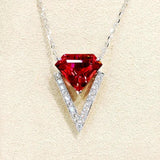 Sparkling Rhombus Ruby V Pendant S925 Silver Necklace