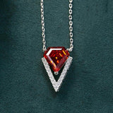 Sparkling Rhombus Ruby V Pendant S925 Silver Necklace
