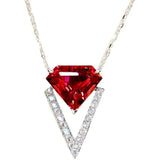 Sparkling Rhombus Ruby V Pendant S925 Silver Necklace