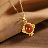 South Red Pendant Necklace with Silver Inlay