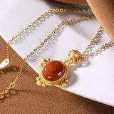 South Red Pendant Necklace with Silver Inlay