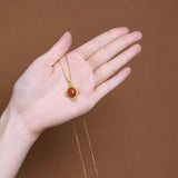 South Red Pendant Necklace with Silver Inlay