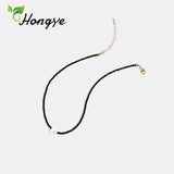 Hongye Rice Pearl Pendant Necklace Girls Rope Chain Collar Jewelry