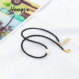 Hongye Rice Pearl Pendant Necklace Girls Rope Chain Collar Jewelry