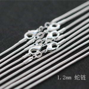 10pcs 925 Sterling Silver Snake Chain DIY Necklaces Unisex 16/18/20/22/24inch