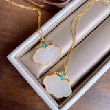 Hetian Chalcedony Pendant Necklace Chinese Palace Style Jewelry