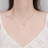 S925 Sterling Silver Key Lock Pendant Necklace Zirconia Clavicle Chain