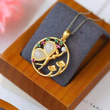 Silver Hotan Jade Zircon Fairy Pendant Necklace