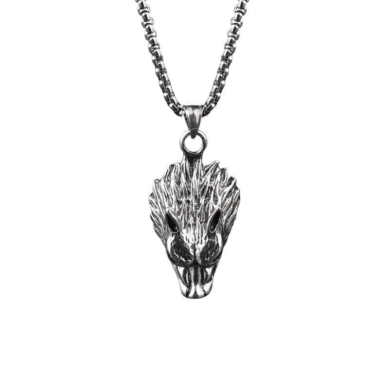 Hip-hop Wolf Head Pendant Titanium Steel Necklace