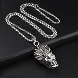Hip-hop Wolf Head Pendant Titanium Steel Necklace