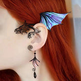 Iridescent Butterfly Ear Cuffs Dragon Ear Hooks