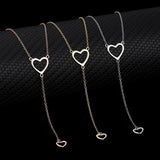 S925 Silver Heart-Shaped Tassel Collarbone Necklace Female