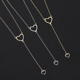 S925 Silver Heart-Shaped Tassel Collarbone Necklace Female