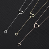 S925 Silver Heart-Shaped Tassel Collarbone Necklace Female