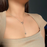 S925 Silver Heart-Shaped Tassel Collarbone Necklace Female