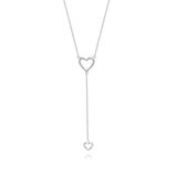S925 Silver Heart-Shaped Tassel Collarbone Necklace Female