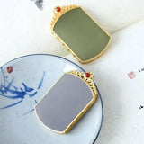 Silver Inlaid Hetian Jade Square Pendant Necklace