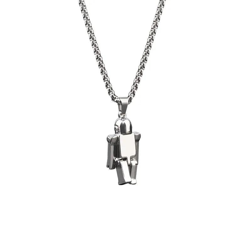 NC871 Robot Pendant Titanium Steel Necklace