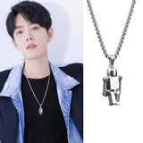 NC871 Robot Pendant Titanium Steel Necklace